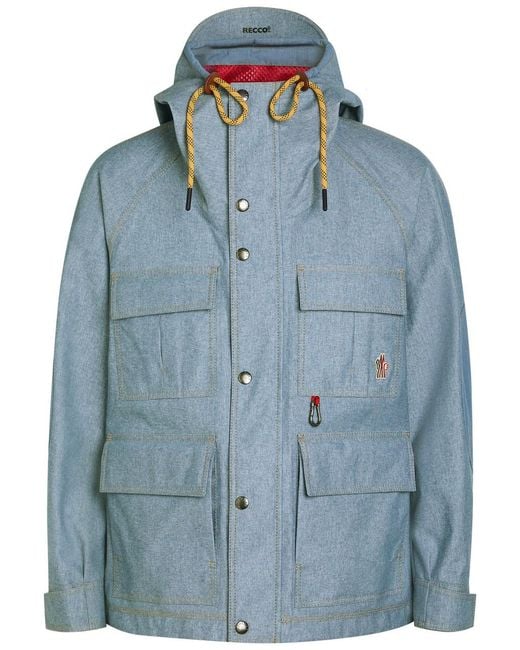 Moncler Blue Field Waterproof Hooded Denim Jacket for men