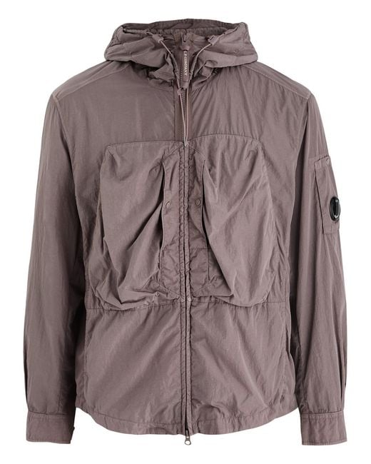 C P Company Brown Hooded Nylon Jacket for men