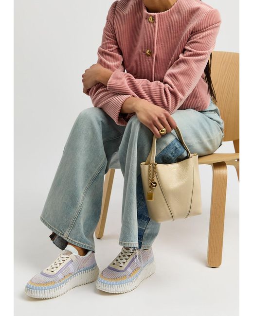 Chloé White Nama Panelled Knitted Sneakers