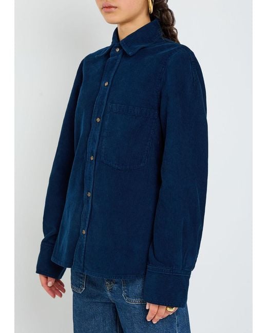 Victoria Beckham Blue Corduroy Shirt