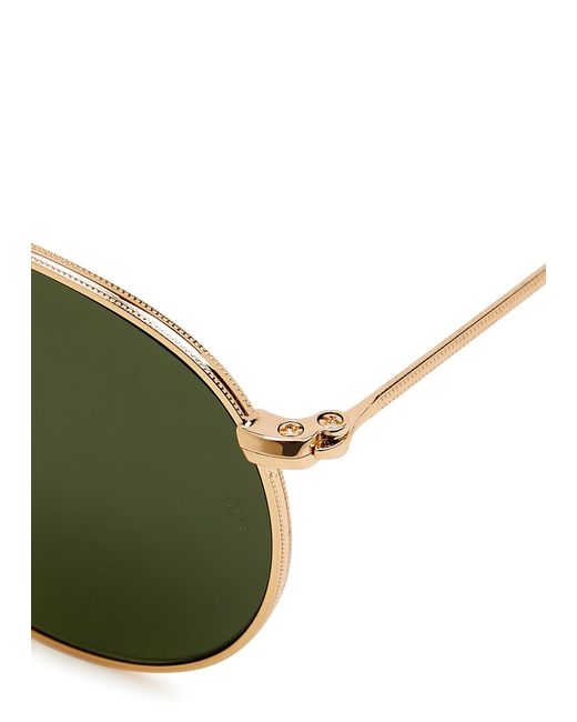 Ray-Ban Green Tone G-15 Round-Frame Sunglasses, Sunglasses, Lenses, Designer Sunglasses 100% Uv Protection