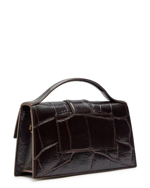 Jacquemus Black Le Grande Bambino Crocodile-Effect Leather Top Handle Bag