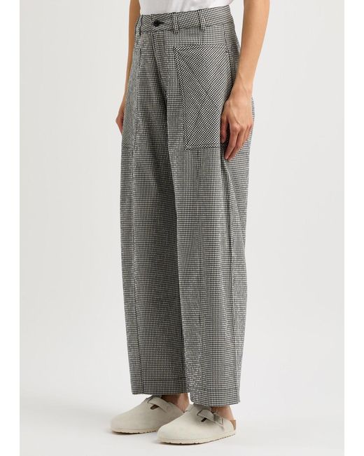 YMC Gray Peggy Checked Cotton-Blend Trousers