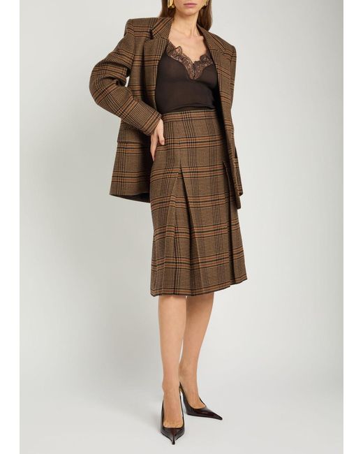 Saint Laurent Brown Houndstooth Wool Blazer