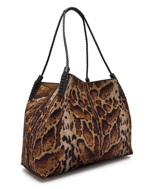 Etro Brown Libra Large Leopard Velvet And Leather Tote