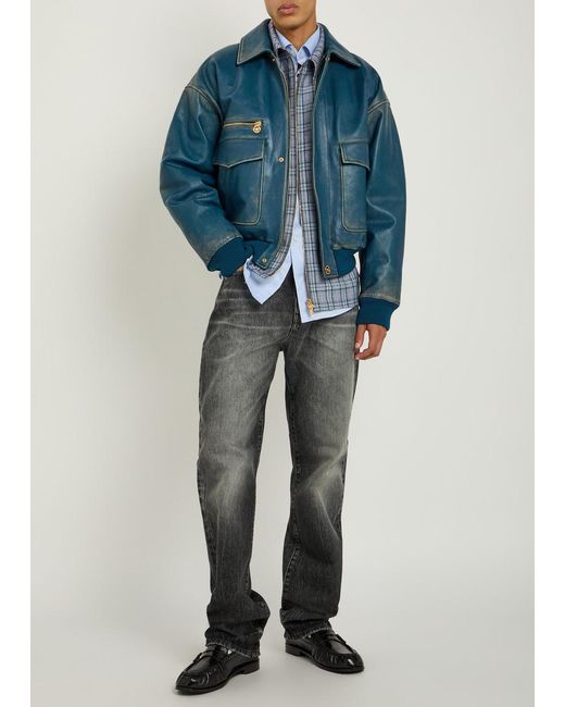 Versace Gray Straight-Leg Jeans for men