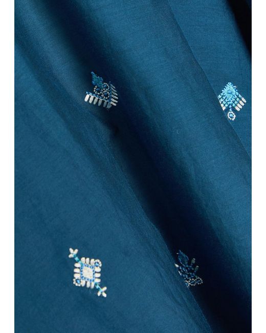 Emporio Sirenuse Blue Ilizia Embroidered Cotton And Silk-Blend Shirt