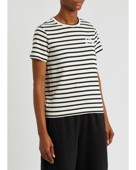 Moncler Black Striped Logo-embroidered Cotton T-shirt