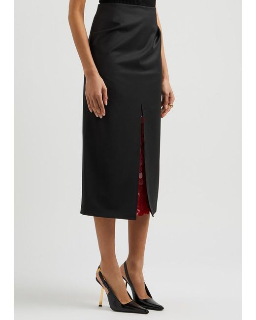 16Arlington Black Zure Layered Wool-Blend Midi Skirt