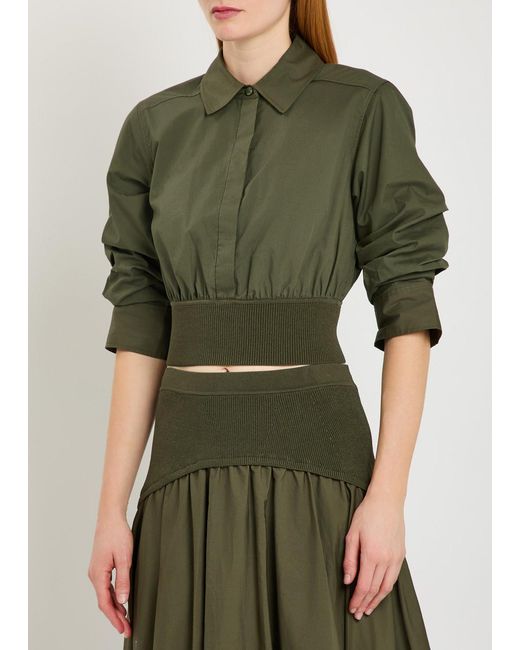 Jonathan Simkhai Green Stiles Cotton-Poplin Cropped Shirt