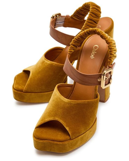 Chloé Brown Aria Suede Platform Sandals