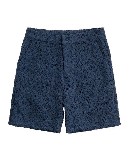 Daily Paper Blue Shield Crochet-Lace Shorts for men