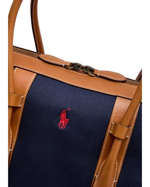 Polo Ralph Lauren Blue Logo-Embroidered Extra Large Canvas Tote Bag