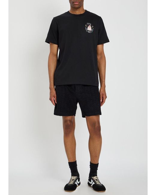 Casablanca Black Logo-Monogrammed Terry Shorts for men