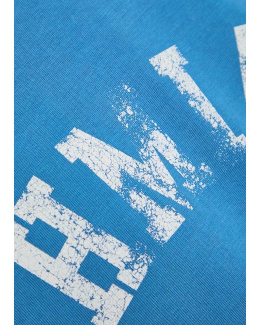 NAHMIAS Blue Arch Ringer Logo Cotton T-Shirt for men