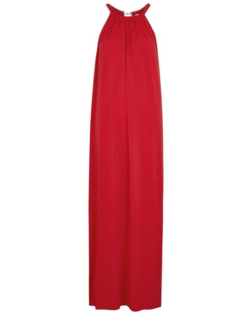 Max Mara Red Pasta Stretch-Jersey Maxi Dress