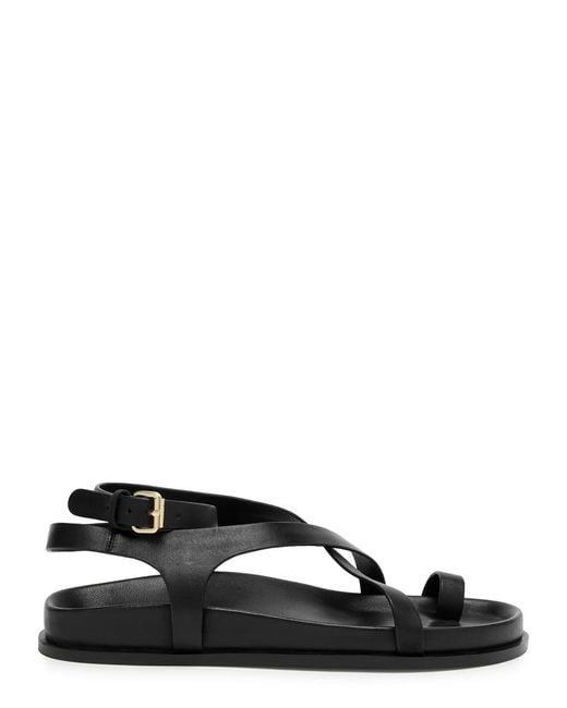 A.Emery Black Jalen Slim Leather Sandals
