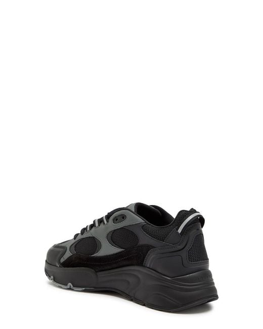 Cleens Black Pulse Runner Panelled Mesh Sneakers for men