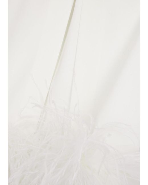 16Arlington White Minelli Feather-Trimmed Midi Dress