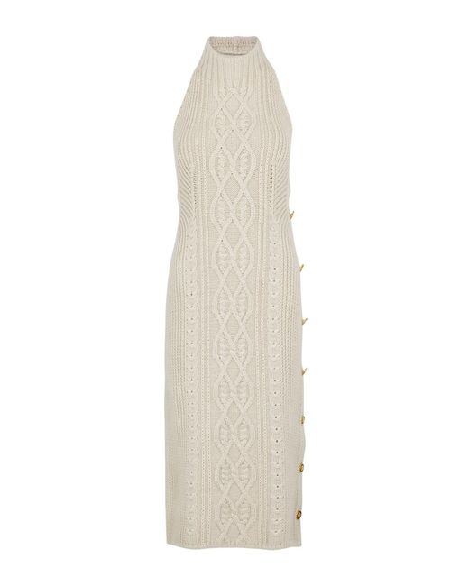Palm Angels White Open-back Cable-knit Midi Dress