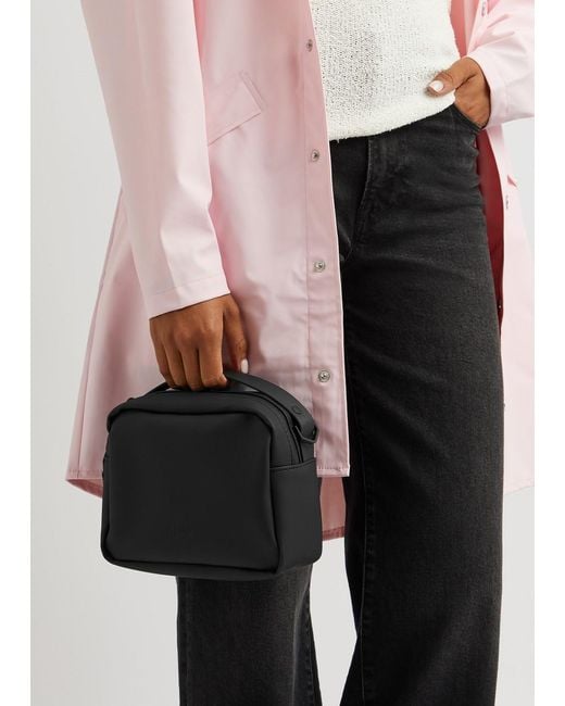 Rains Black Box Rubberised Top Handle Bag
