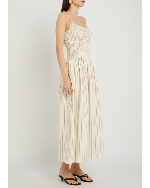 Faithfull The Brand Natural Araceli Striped Cotton Maxi Dress