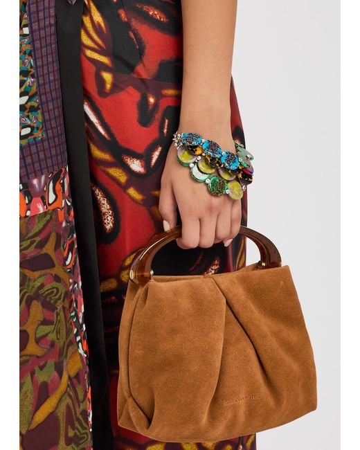 Dries Van Noten Green Layered Painted Glass And Brass Bracelet