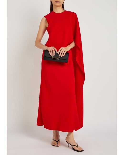 Heirlome Red Clementine Draped Silk Maxi Dress