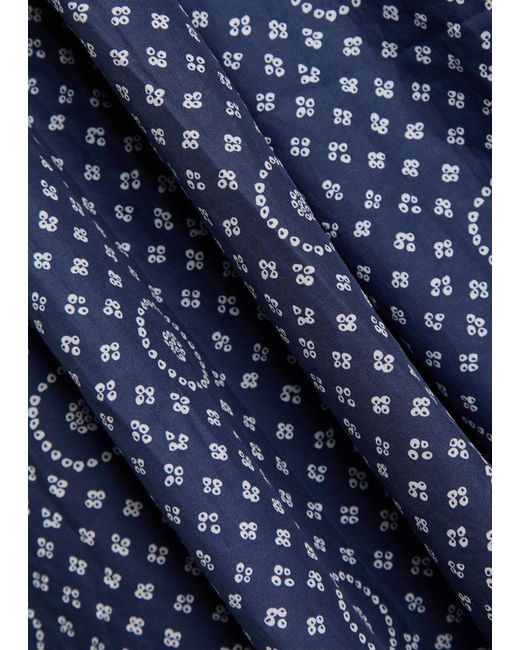 Matteau Blue Printed Tiered Cotton-Poplin Midi Sundress