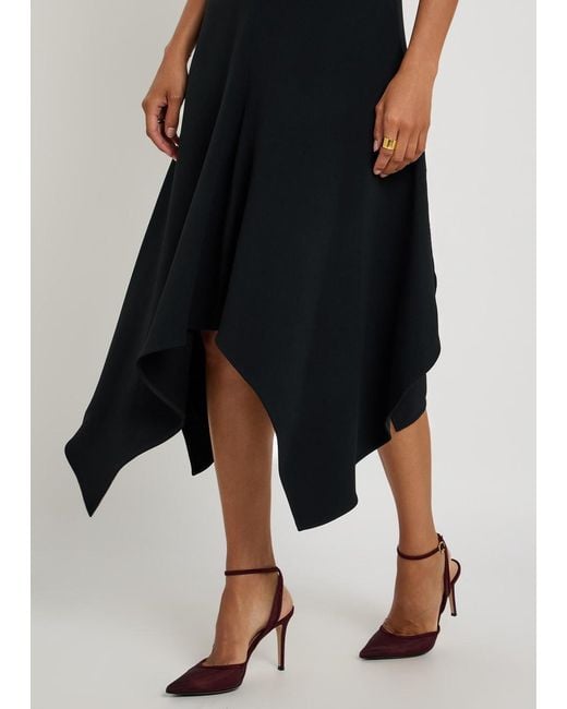 Victoria Beckham Black Asymmetric Crepe Midi Dress