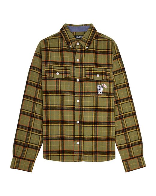 BBCICECREAM Green Logo Checked Flannel Shirt for men