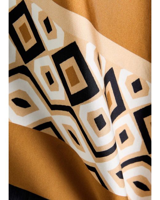 Max Mara Brown Sfere Printed Wide-Leg Satin Trousers