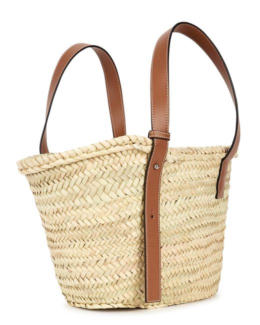 Loewe Brown Medium Sand Raffia Basket Bag