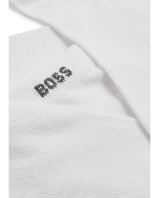 Boss White Logo Cotton-blend Socks for men