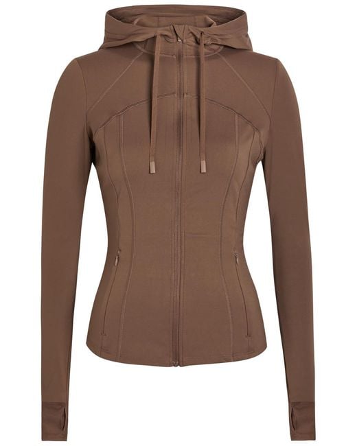 Tala Brown Skinluxe Hooded Stretch-Jersey Running Jacket