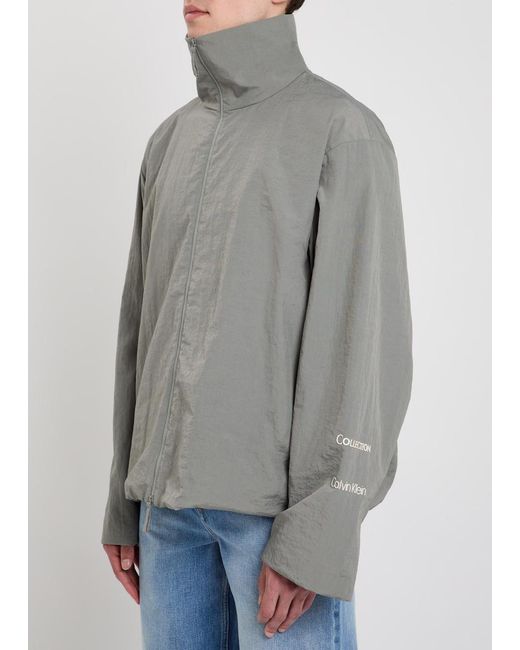 Calvin Klein Gray Preston High-Neck Nylon Jacket for men