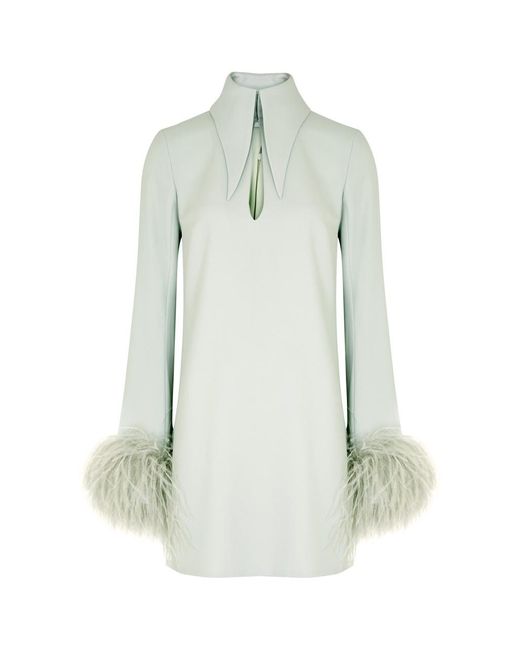 16Arlington White Michelle Feather-trimmed Mini Dress