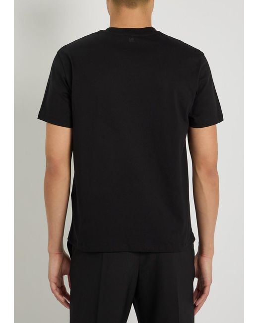 AMI Black Logo-Embroidered Cotton T-Shirt for men