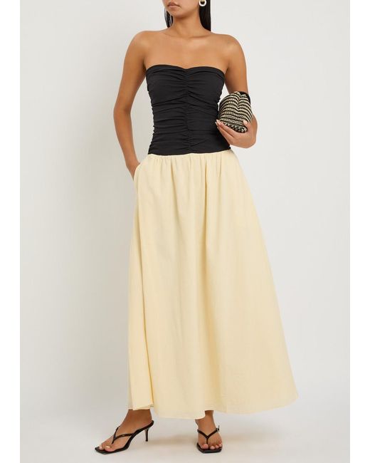 Faithfull The Brand Natural Sant Roc Colour-Blocked Seersucker Maxi Dress