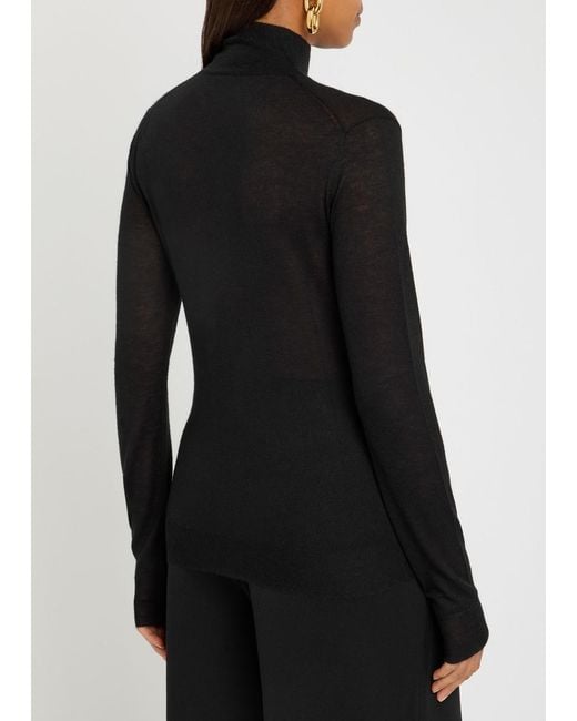 Joseph Black High-Neck Cashmere Knit Top