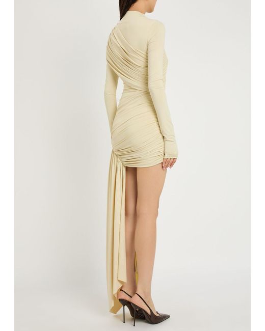 De La Vali Natural Ravel Draped Stretch-Jersey Mini Dress
