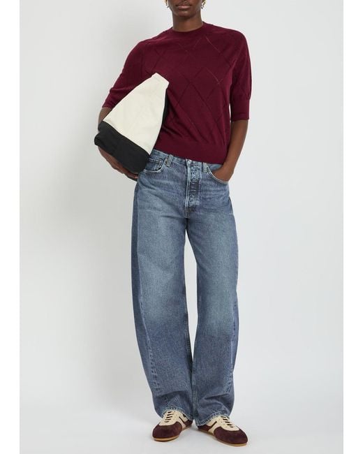 Agolde Blue Luna Pieced Barrel-Leg Jeans