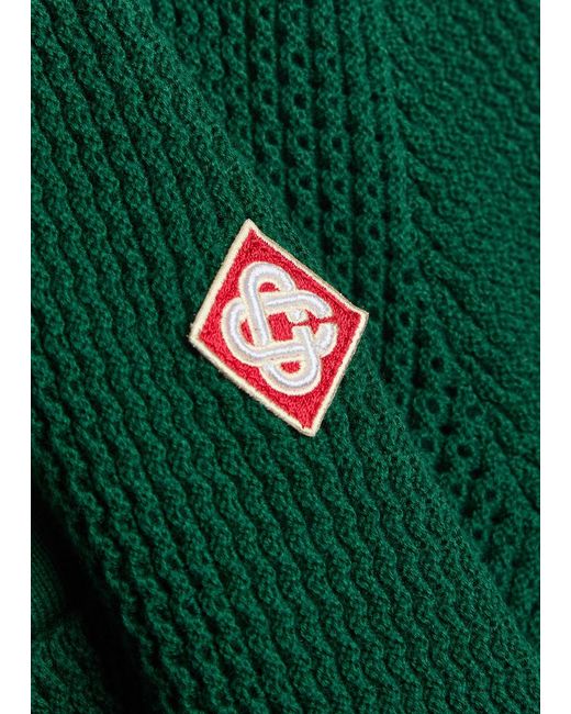 Casablanca Green Knit Cotton Polo Shirt for men