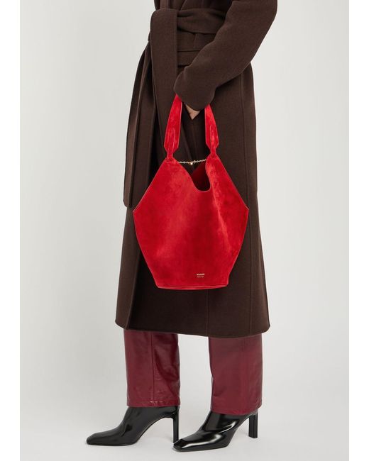 Khaite Red Lotus Small Suede Tote