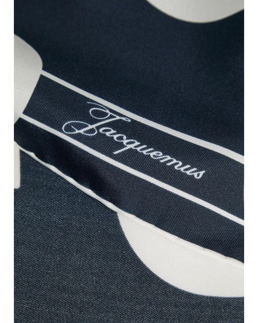 Jacquemus Blue Le Foulard Coeur Polka Dot Silk Scarf