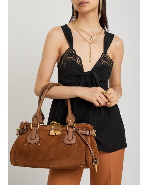 Chloé Brown Paddington Suede Shoulder Bag