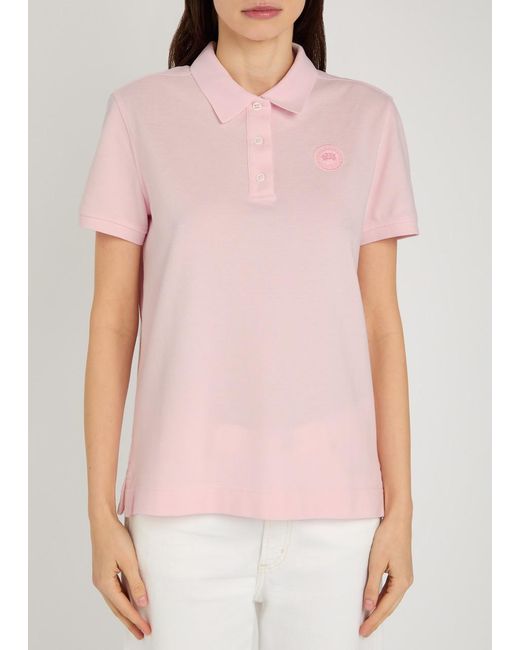 Canada Goose Pink Almira Logo-Appliqued Piqué Cotton Polo Shirt