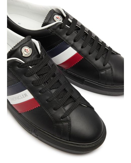 Moncler Black New Monaco Leather Sneakers for men