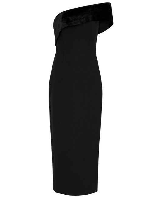 Roland Mouret Black One-shoulder Midi Dress