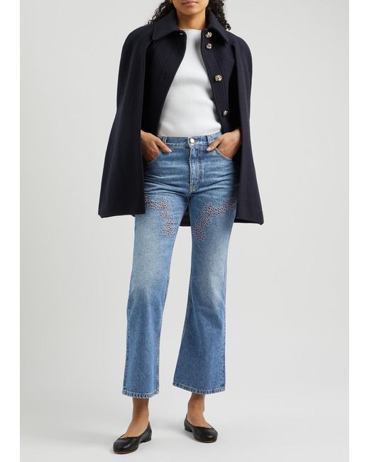 Chloé Blue Cut-Out Embroidered Bootcut Jeans